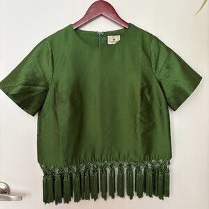 Tuckernuck Green Dupioni Chadwick Tassel Top